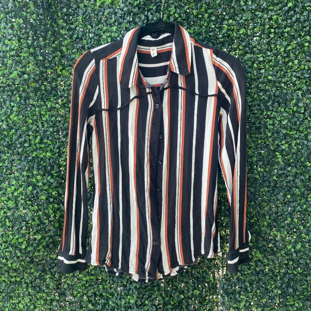 Business Casual Black Brown & White Striped Button Down from bp. at Nordstrom